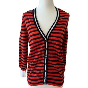 J Crew Red Stripe Cardigan